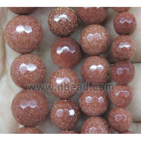 gold sandstone beads, faceted round