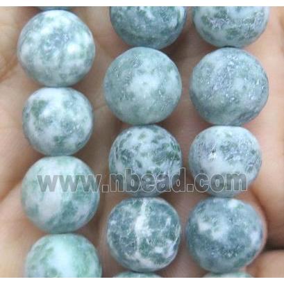 round green spotted dalmatian jasper bead, matte