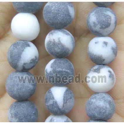 black Zebra Jasper beads, round, matte