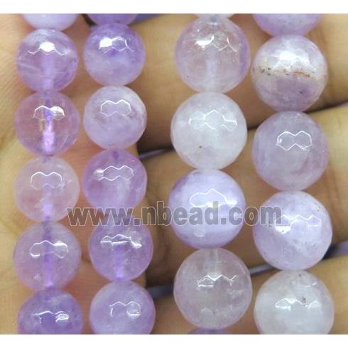 faceted round lavender Chalcedony stone beads