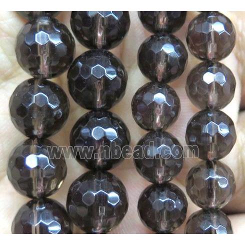 smoky quartz bead, faceted round