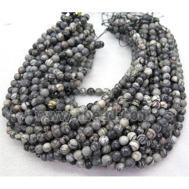 black Silk Jasper Beads, faceted round