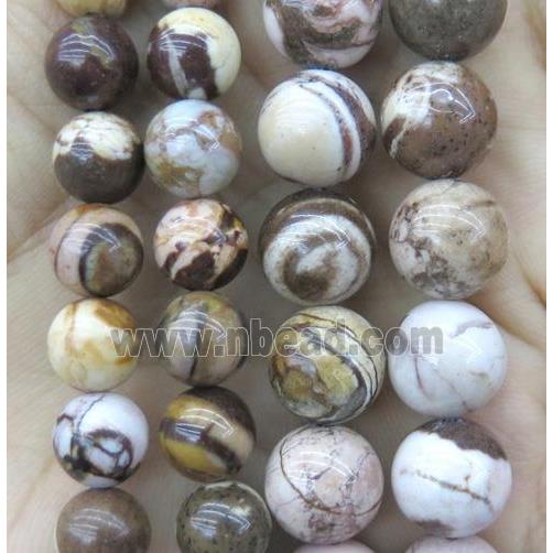 Zebra Jasper Beads, round, coffee