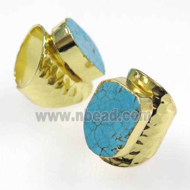 turquoise ring, copper, gold plated