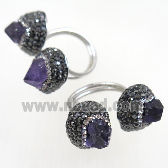 Amethyst Ring paved rhinestone