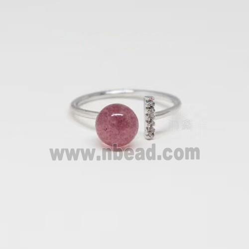 Sterling Silver Ring with Strawberry Quartz