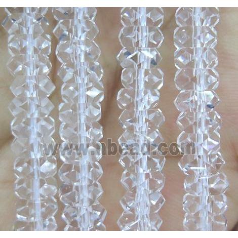 clear quartz beads, faceted rondelle