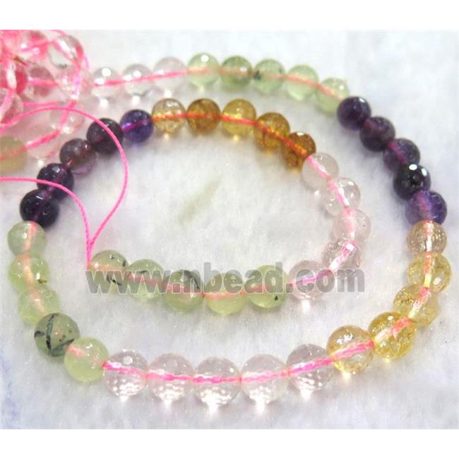 mixed gemstone beads, faceted round