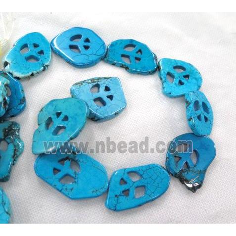 Blue Magnesite Turquoise Slice Beads Peace Sign