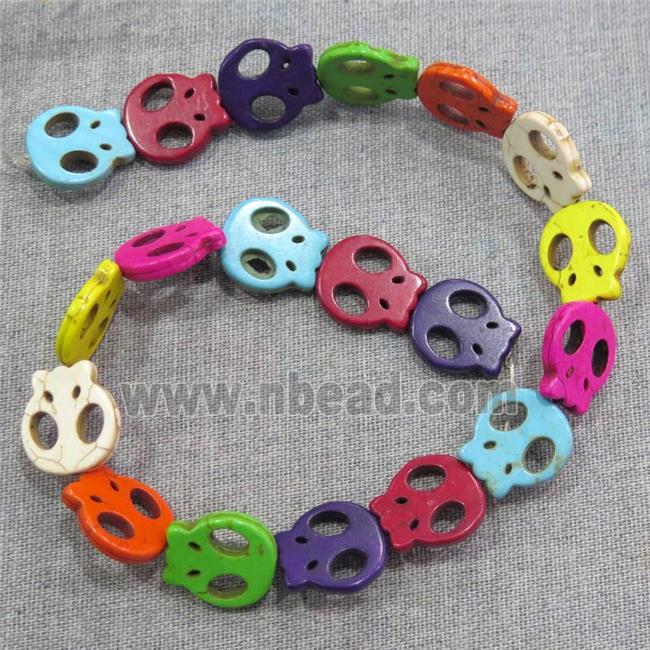 synthetic Turquoise skull beads, mix color