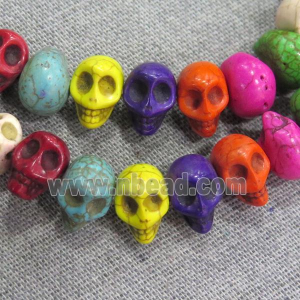 synthetic Turquoise skull beads, mix color