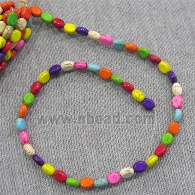 synthetic Turquoise oval beads, mix color