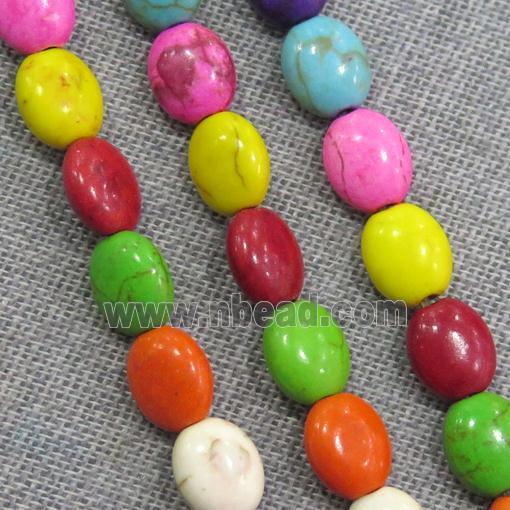 synthetic Turquoise oval beads, mix color