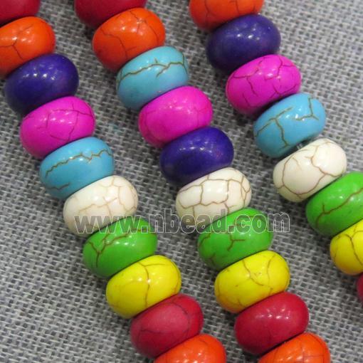 synthetic Turquoise rondelle beads, mix color