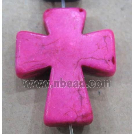 hotpink turquoise bead, cross, synthetic