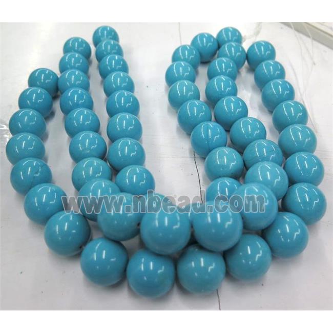 blue turquoise beads, blue treated, round