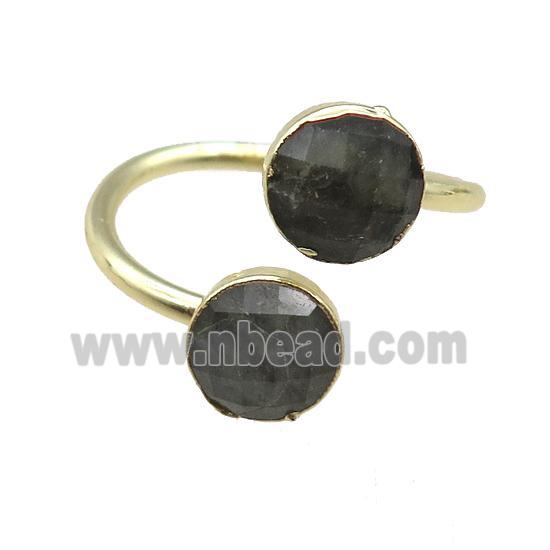 Labradorite Rings, circle, gold plated