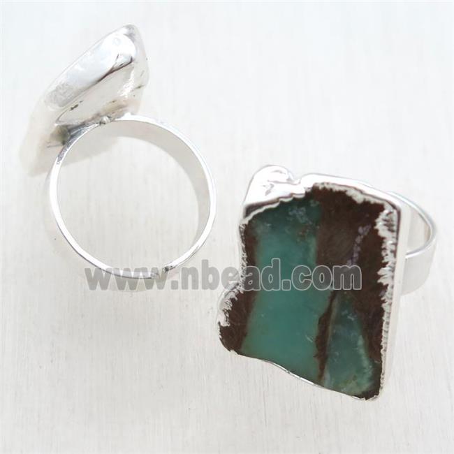 green Australian Chrysoprase Rings, silver plated