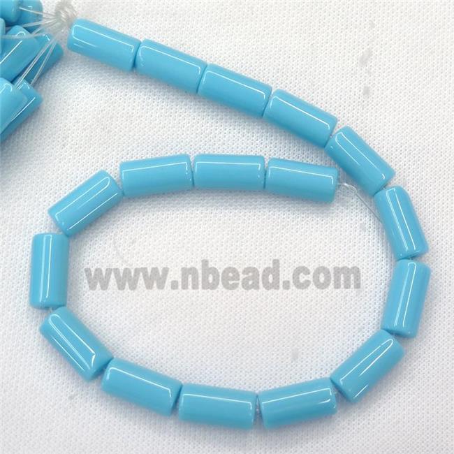 blue Jadeite Glass tube beads