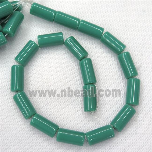 green Jadeite Glass tube beads