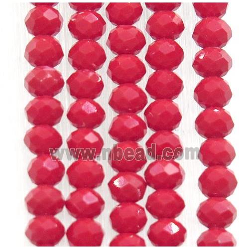 red chinese crystal glass beads, faceted rondelle