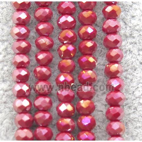 red chinese crystal glass beads, faceted rondelle, AB-color electroplated