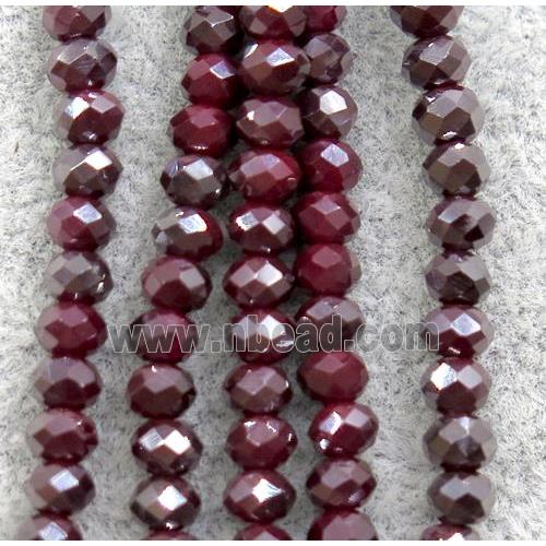 red chinese crystal glass beads, faceted rondelle, AB-color electroplated