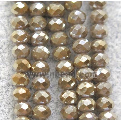 chinese crystal glass beads, faceted rondelle, AB-color electroplated