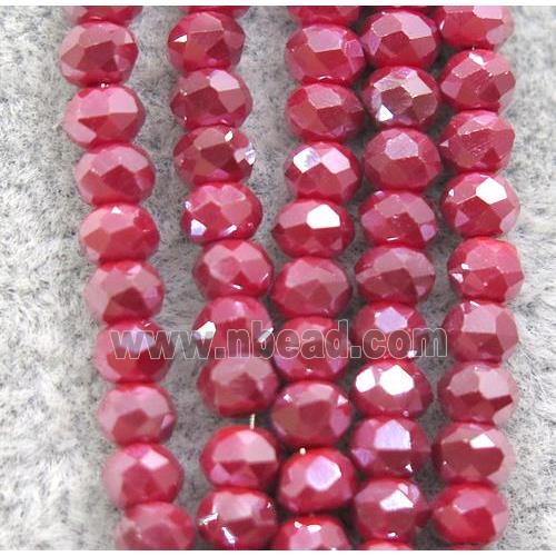 red chinese crystal glass beads, faceted rondelle, AB-color electroplated