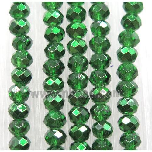 green chinese crystal glass beads, faceted rondelle