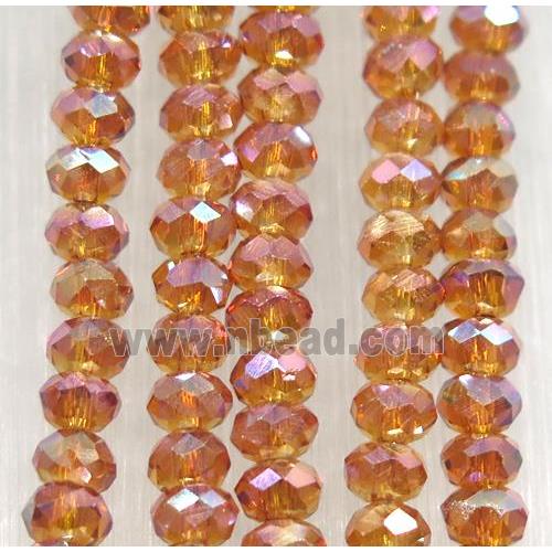 orange chinese crystal glass bead, faceted rondelle