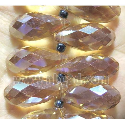 Chinese crystal glass bead, faceted teardrop