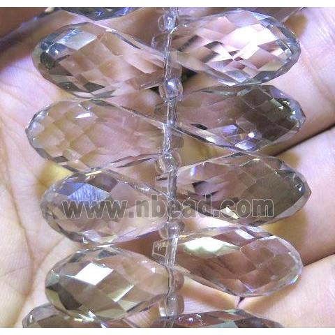 Chinese crystal glass bead, faceted teardrop