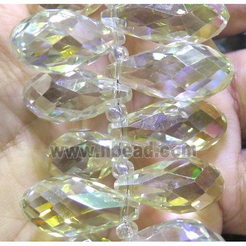 Chinese crystal glass bead, faceted teardrop