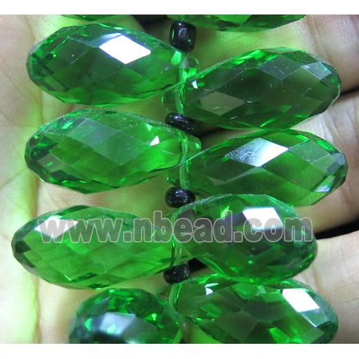 Chinese crystal glass bead, faceted teardrop