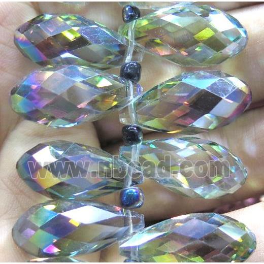 Chinese crystal glass bead, faceted teardrop