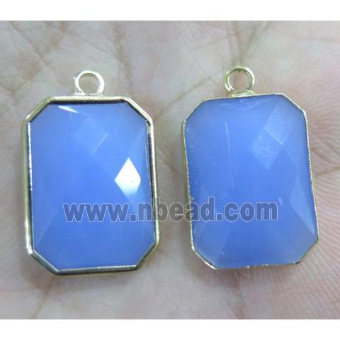 Chinese crystal glass pendant, faceted rectangle, gold plated