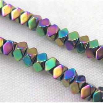 rainbow electroplated hematite rhombic seed beads