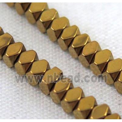 golden electroplated hematite rhombic beads