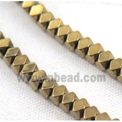 gold electroplated hematite rhombic beads