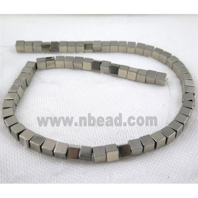 hematite cube beads, pyrite color