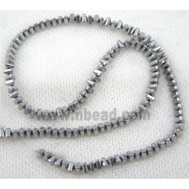 hematite beads, triangle, platinum plated