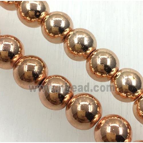 round hematite beads, rose gold