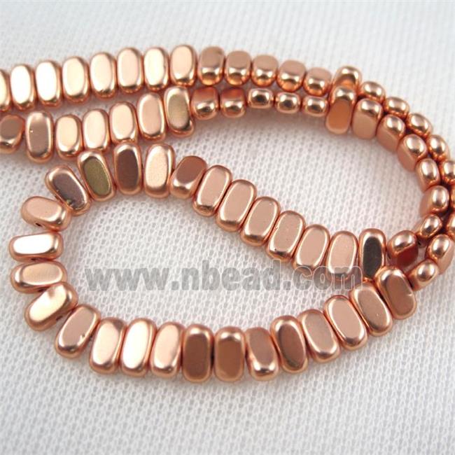 Hematite beads, oval, rose gold