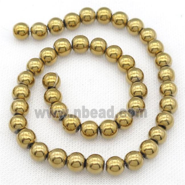 round Hematite beads, gold plated