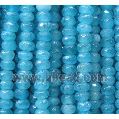 jade beads, faceted rondelle, aqua