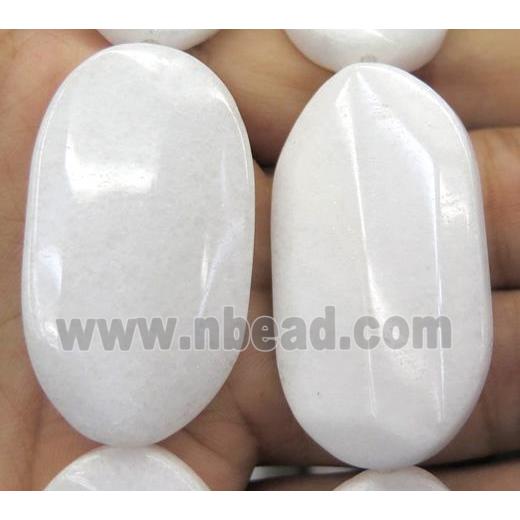 white jade beads, oval, dye