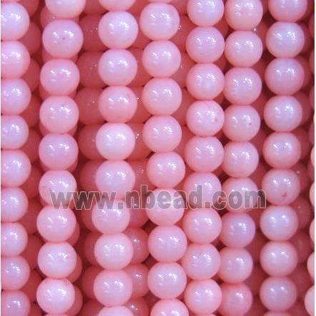 tiny jade beads, round, pink dye