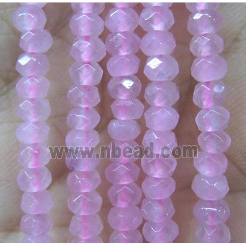 tiny jade bead, faceted rondelle, dye pink