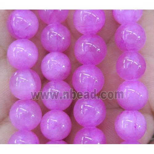 hotpink jade beads, round, stabile